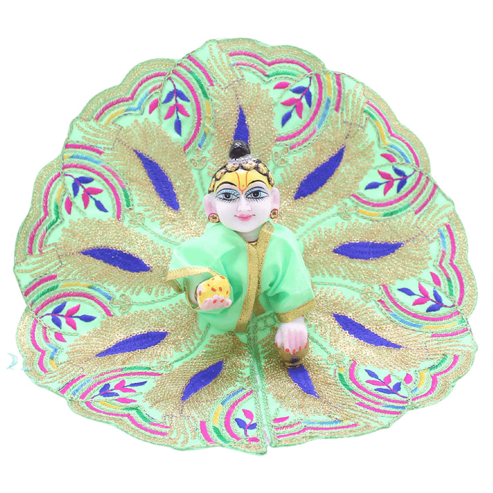 Leaf design decorated green dress for bal gopal